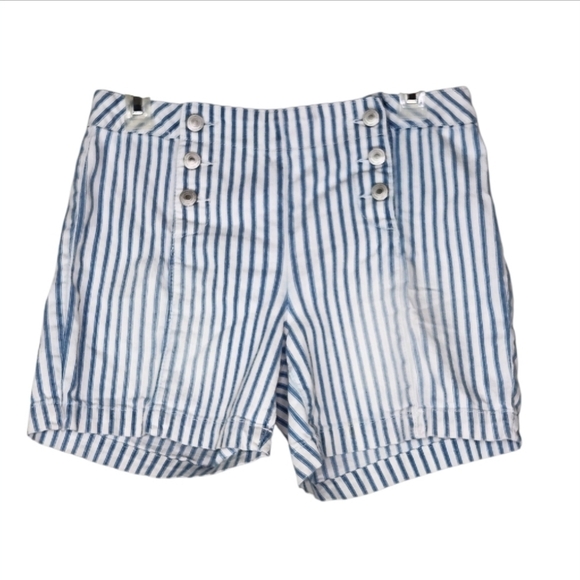 Artisan NY Blue & White Pinstripe 6 Button Nautical Sailor Shorts Size 6 - Picture 1 of 8